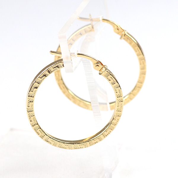  ウノアエレ K 18 YG フープピアス 角丸 750 16718 1.3ｇカット 彫り NJ ピアス(両耳用) アクセサリー