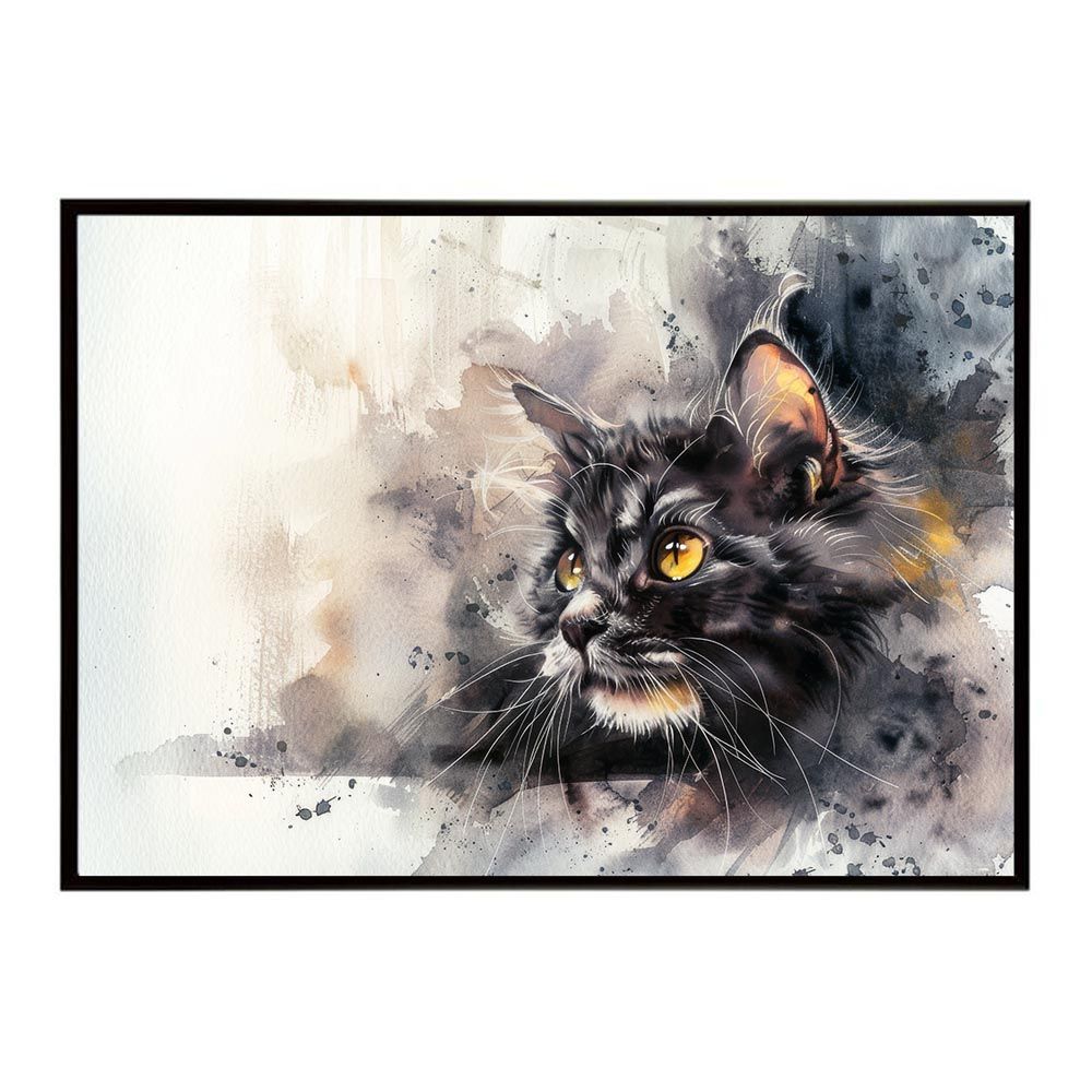 【B2サイズ（約51x73cm）】【lh-poster-7413】ネコ キャット 水彩 愛猫 ポスター インテリア アニマル 動物 ペット 愛玩 可愛い フォト アート モダン