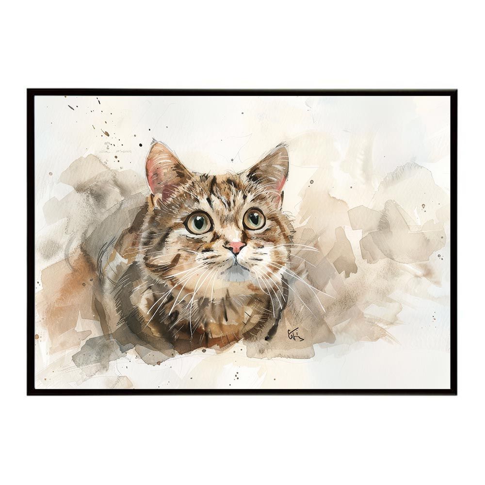 B1サイズ（約73x103cm）】【lh-poster-7414】ネコ キャット 水彩 愛猫