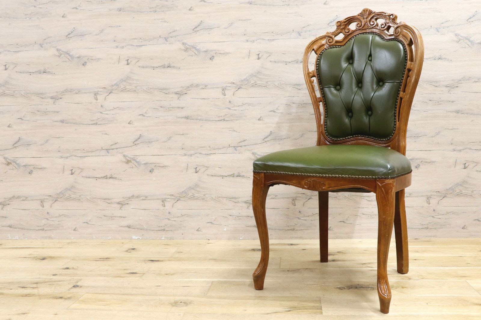 イタリア ヴィンテージ ヨーロピアン ヴェローナクラシック ダイニングチェア 革張り 猫脚 ヨーロッパ家具 アンティーク