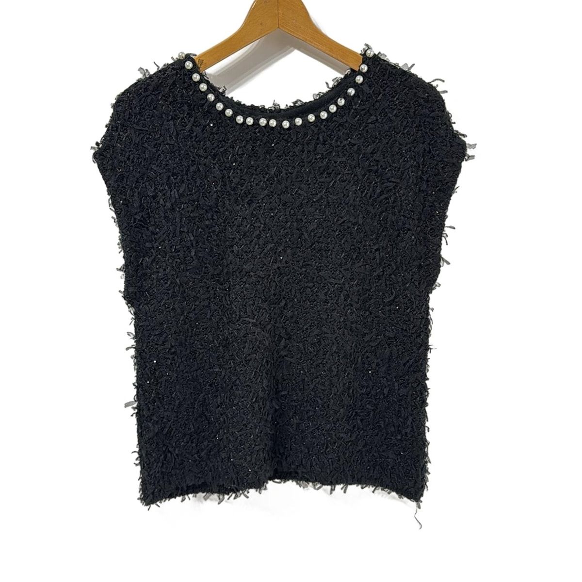 NEMIKA by Leilian ネミカ 半袖カットソー サイズ5 XS レディース - 黒 パール スパンコール
