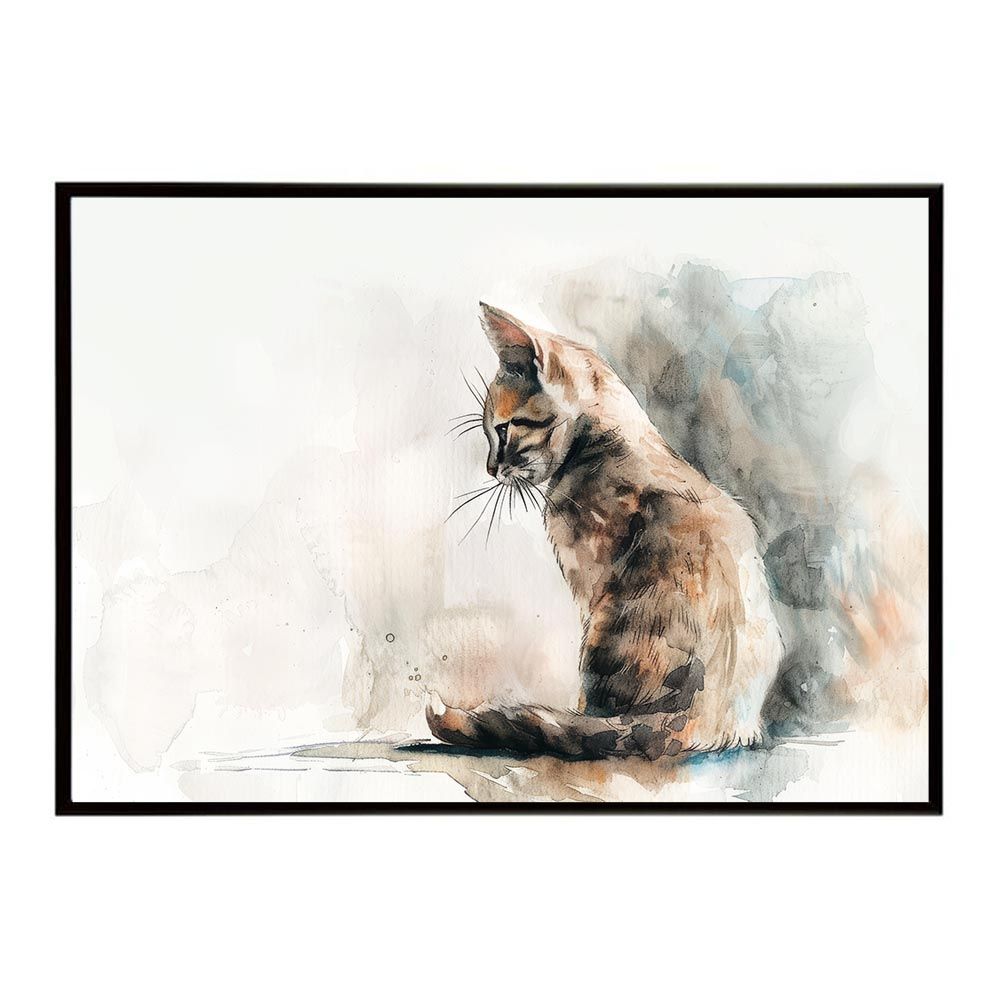 B3サイズ（約36x51cm）】【lh-poster-7419】ネコ キャット 水彩 愛猫