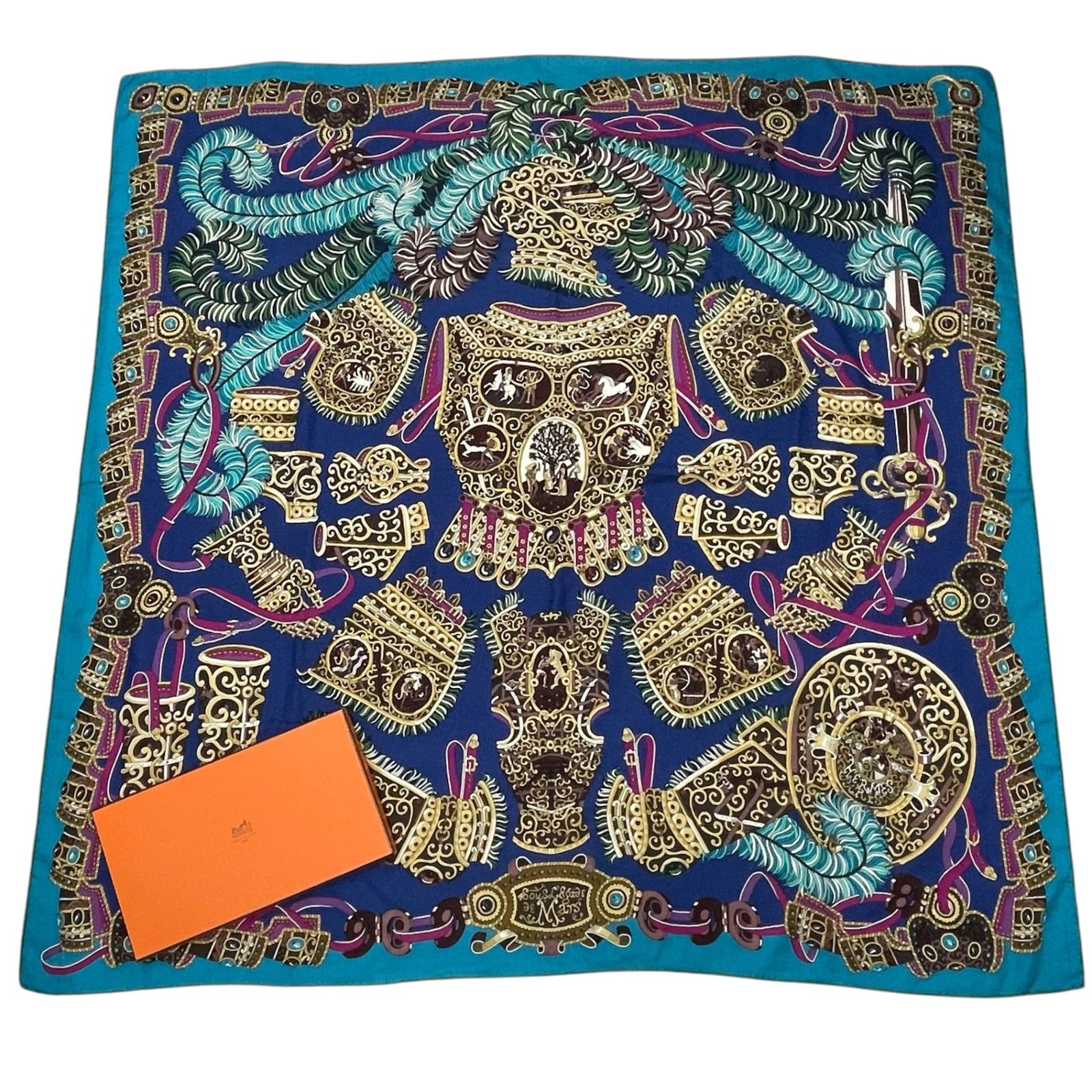 極美品 HERMES エルメス スカーフ カレ140 カシミヤ SOUS LE GIDE DE 