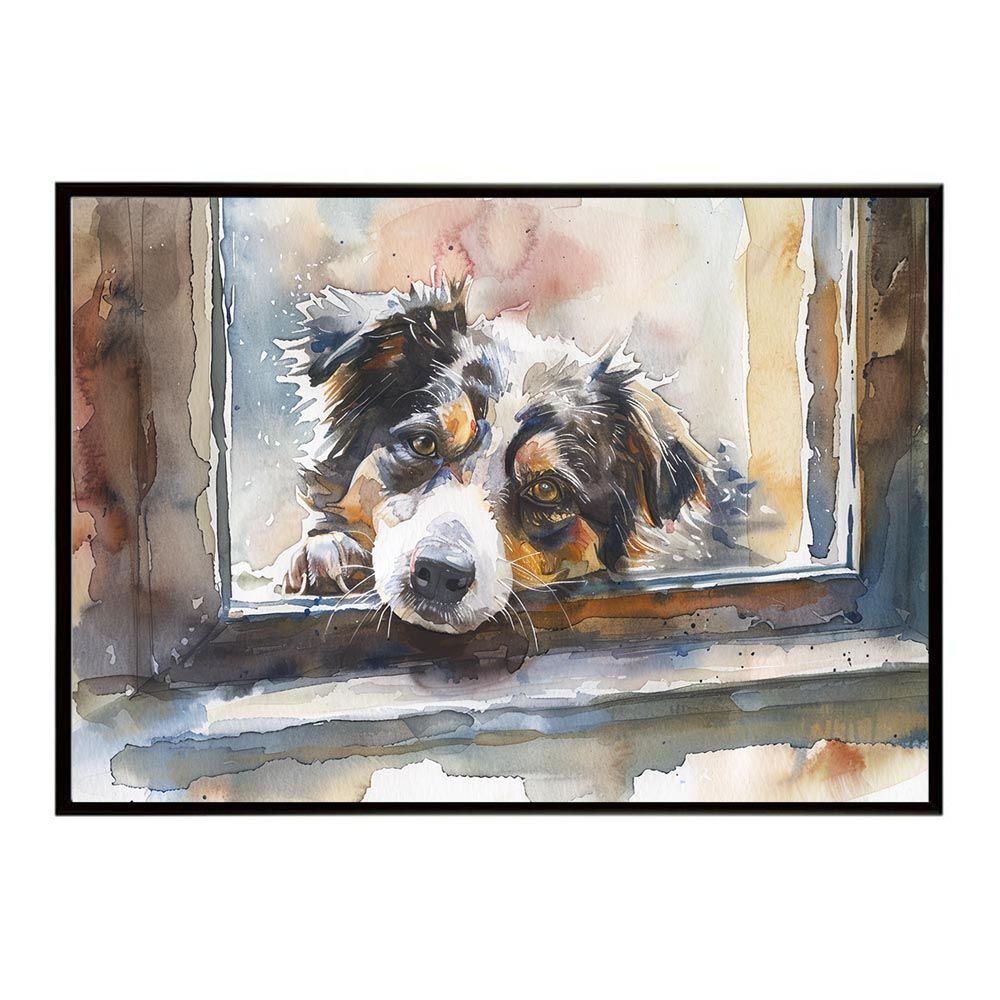 【B1サイズ（約73x103cm）】【lh-poster-7441】犬 ドッグ 愛犬 水彩画 イラスト ポスター インテリア 可愛い 絵画 フォト アート モダン