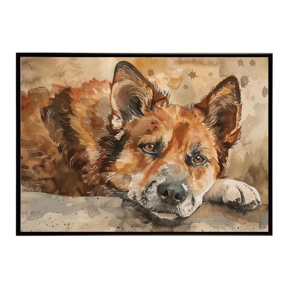 A4サイズ（約21x30cm）】【lh-poster-7452】犬 ドッグ 愛犬 水彩画