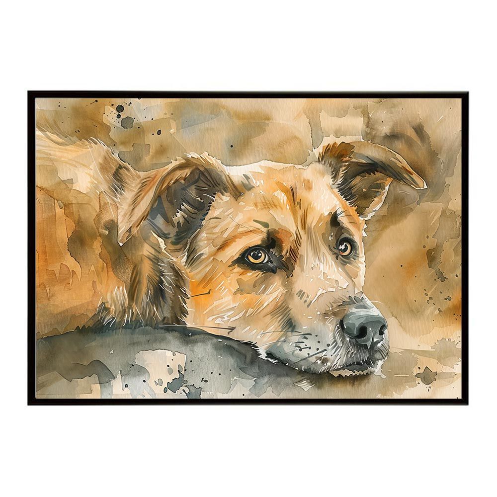 A4サイズ（約21x30cm）】【lh-poster-7452】犬 ドッグ 愛犬 水彩画