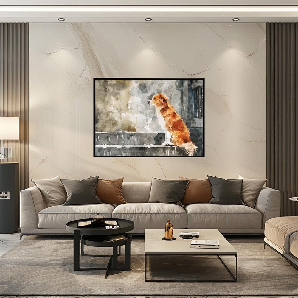 A4サイズ（約21x30cm）】【lh-poster-7461】犬 ドッグ 愛犬 水彩画