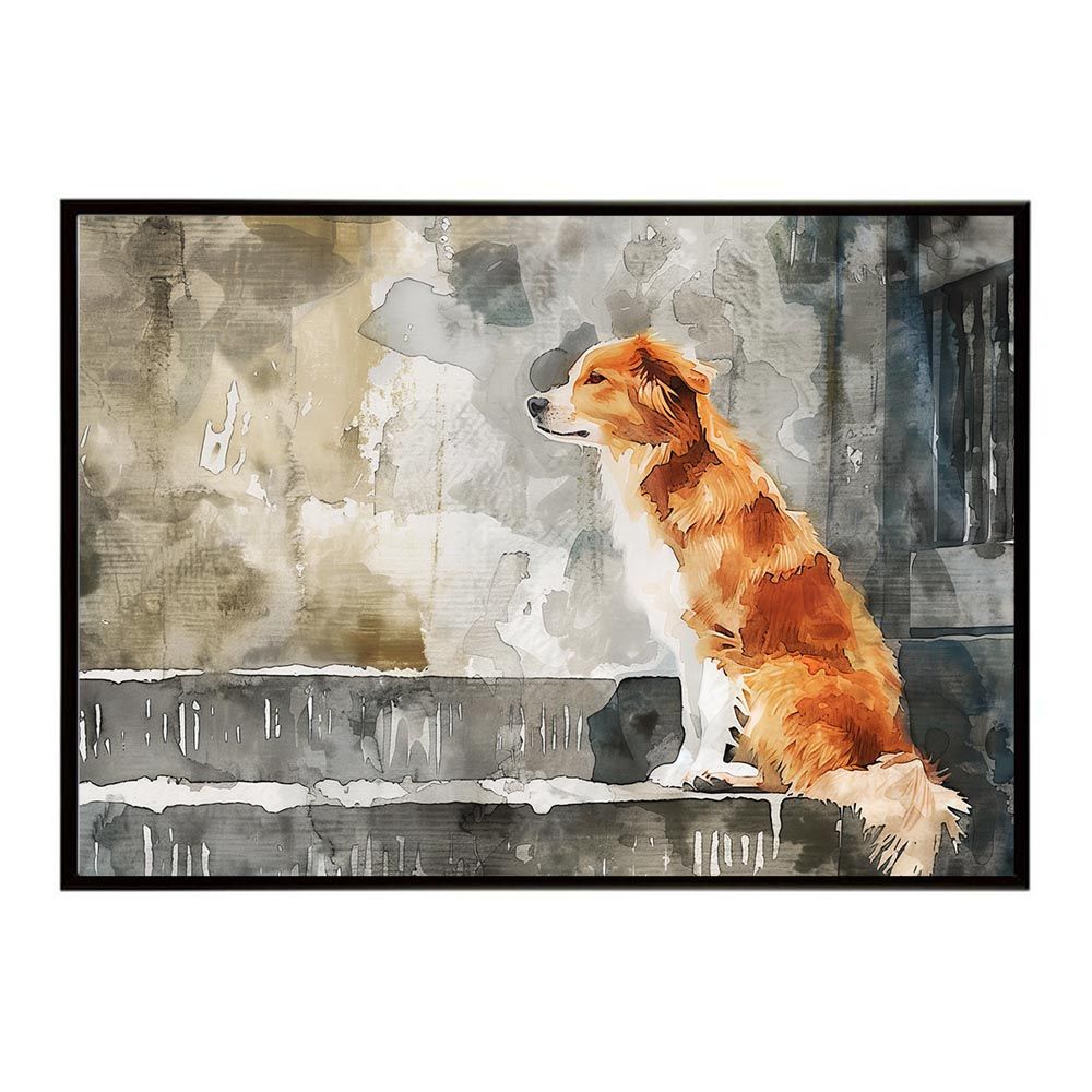 A1サイズ（約59x84cm）】【lh-poster-7461】犬 ドッグ 愛犬 水彩画
