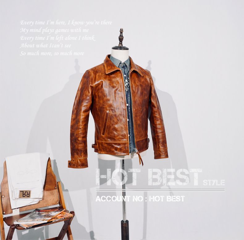 1.5 mm ホースハイド 30 sスタイル シングルライダース ギフト レザージャケット 染料仕上げ 植物鞣し革 馬革