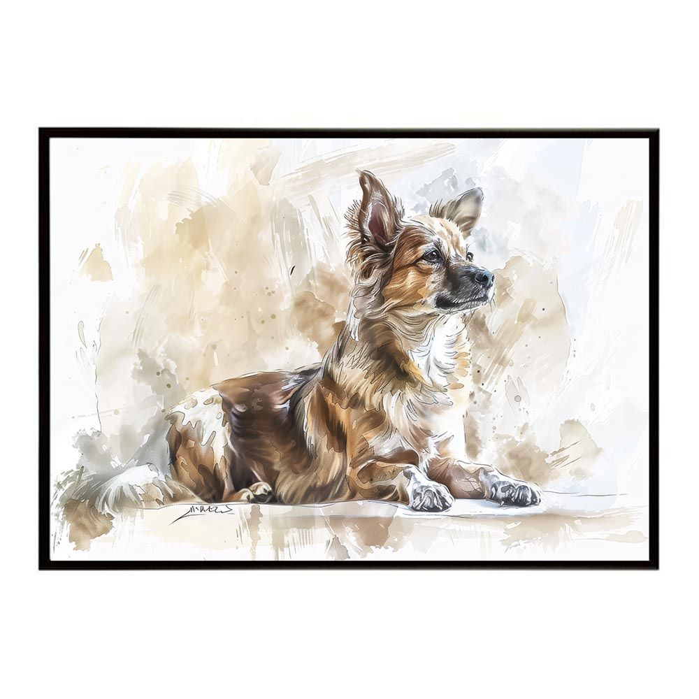 【B1サイズ（約73x103cm）】【lh-poster-7478】犬 ドッグ 愛犬 水彩画 イラスト ポスター インテリア 可愛い 絵画 フォト アート モダン