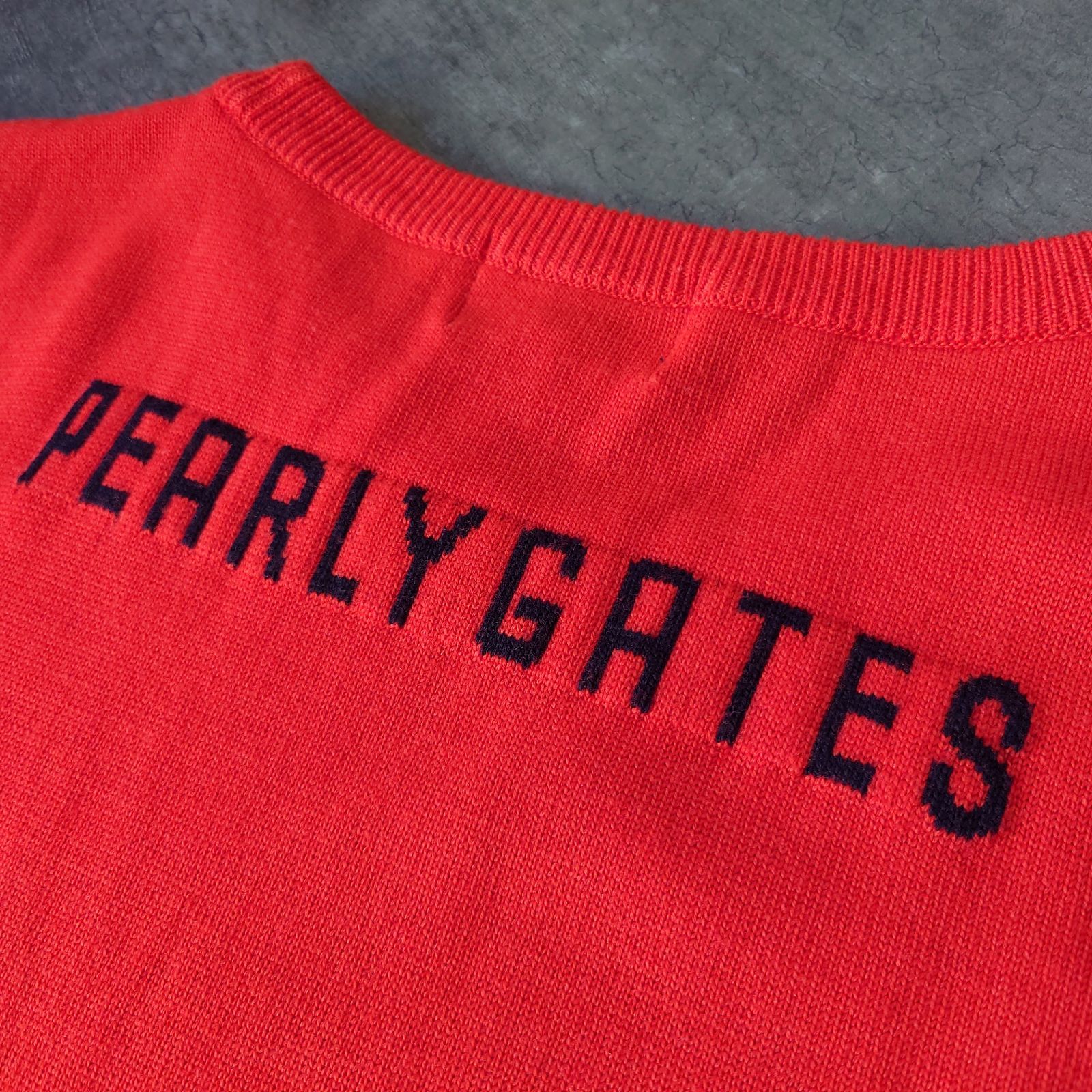 極美品 PEARLY GATES GOLF マルチロゴニット ウールニット オレンジ