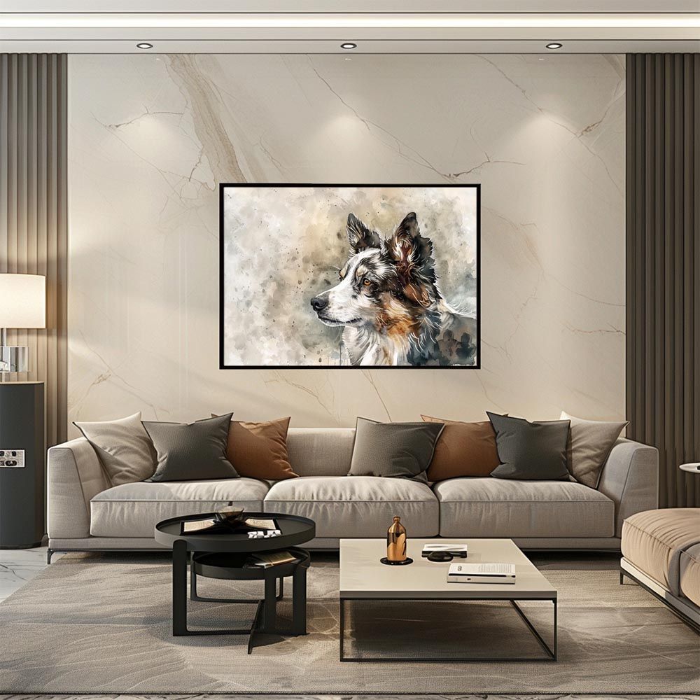 B2サイズ（約51x73cm）】【lh-poster-7493】犬 ドッグ 愛犬 水彩画