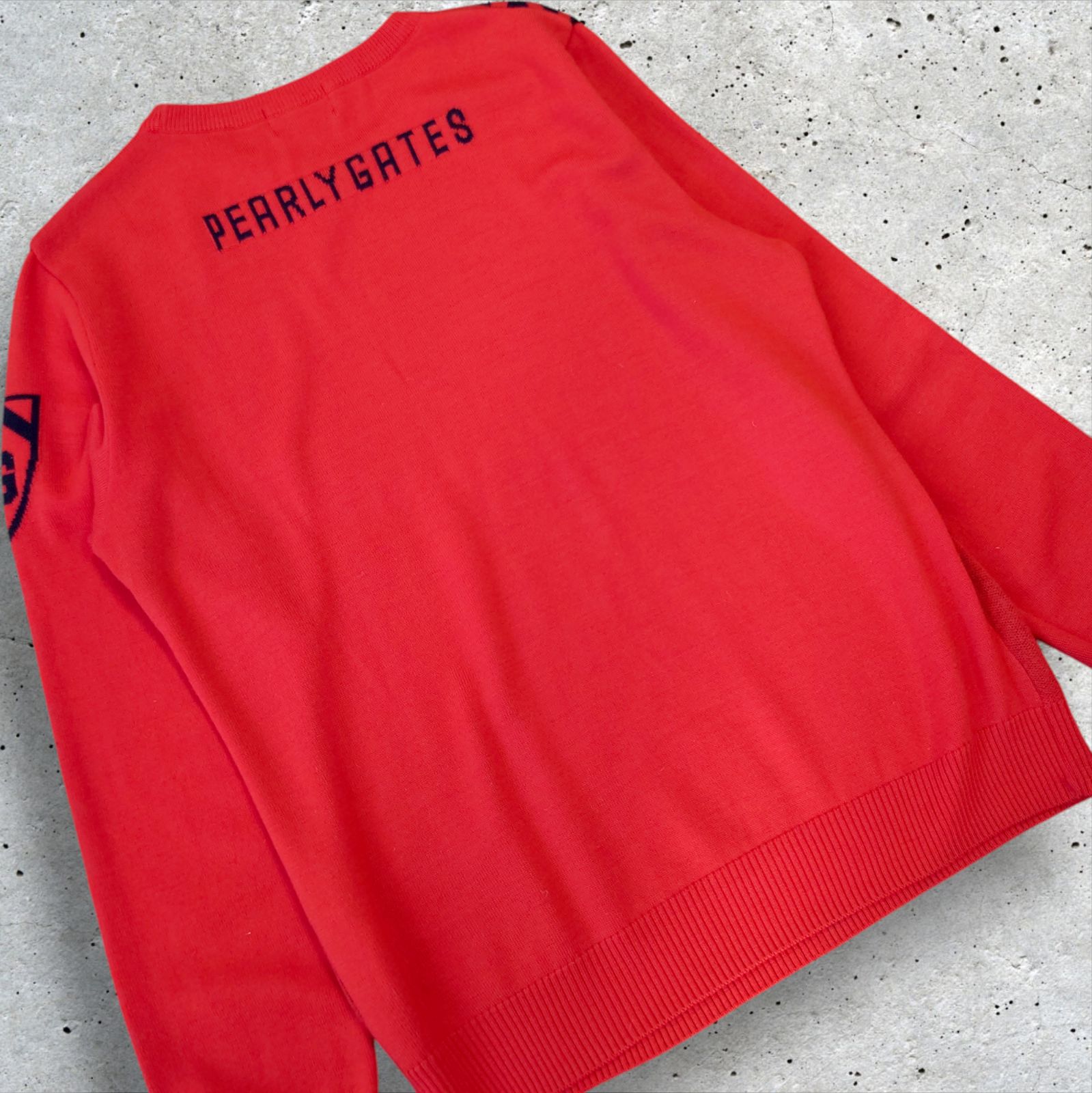極美品 PEARLY GATES GOLF マルチロゴニット ウールニット オレンジ
