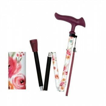 フジホーム ステッキ 杖 かるがもファムII折畳 花柄ホワイト WB 5223