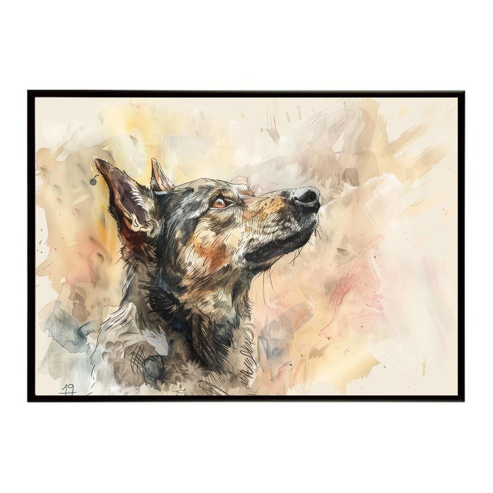 A3サイズ（約30×42cm）】【lh-poster-7505】犬 ドッグ 愛犬 水彩画