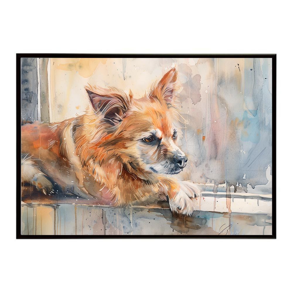 【A2サイズ（約42x59cm）】【lh-poster-7506】犬 ドッグ 愛犬 水彩画 イラスト ポスター インテリア 可愛い 絵画 フォト アート モダン