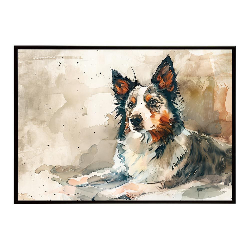 A1サイズ（約59x84cm）】【lh-poster-7591】犬 ドッグ 愛犬 水彩画