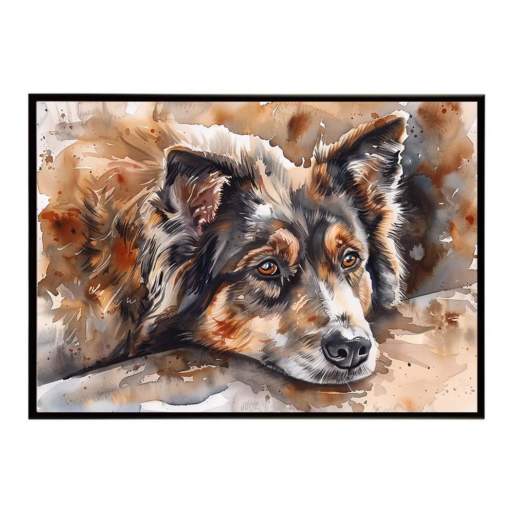 A4サイズ（約21x30cm）】【lh-poster-7541】犬 ドッグ 愛犬 水彩画