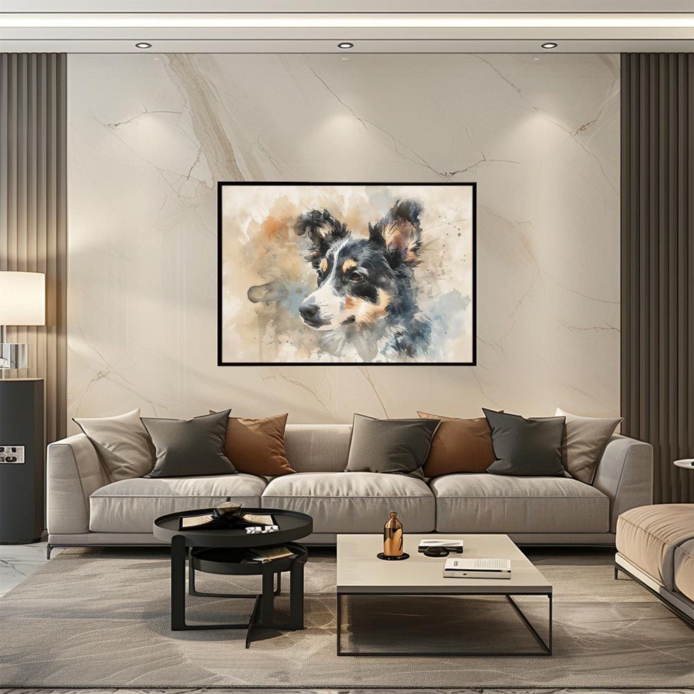 B2サイズ（約51x73cm）】【lh-poster-7559】犬 ドッグ 愛犬 水彩画