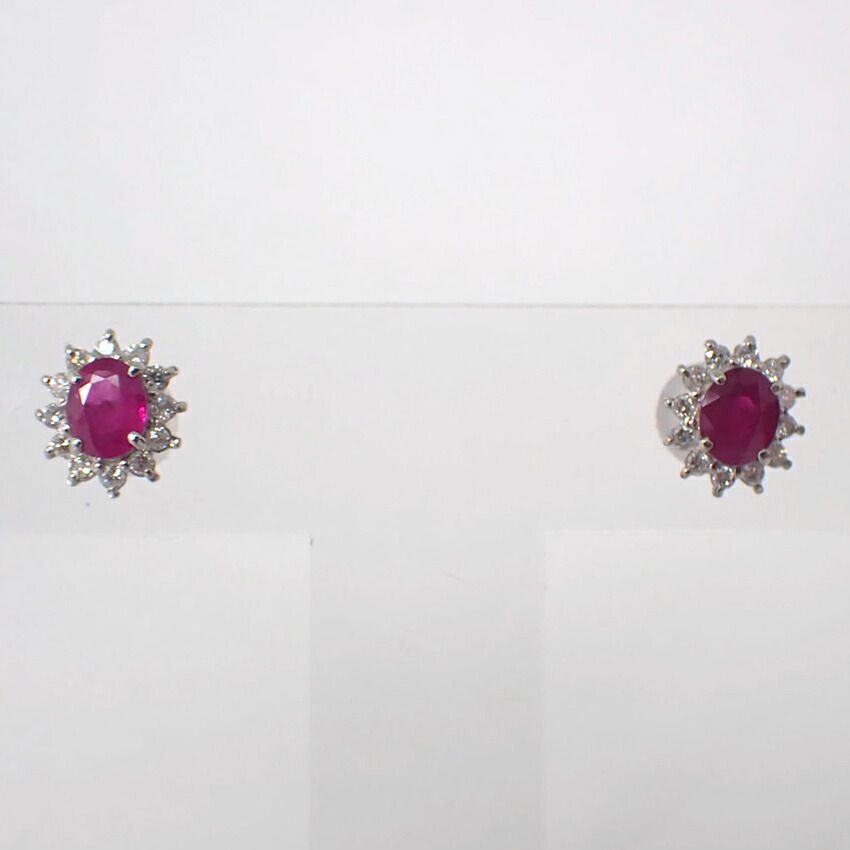 Pt 900 ルビー ダイヤモンド ピアス j 110-54