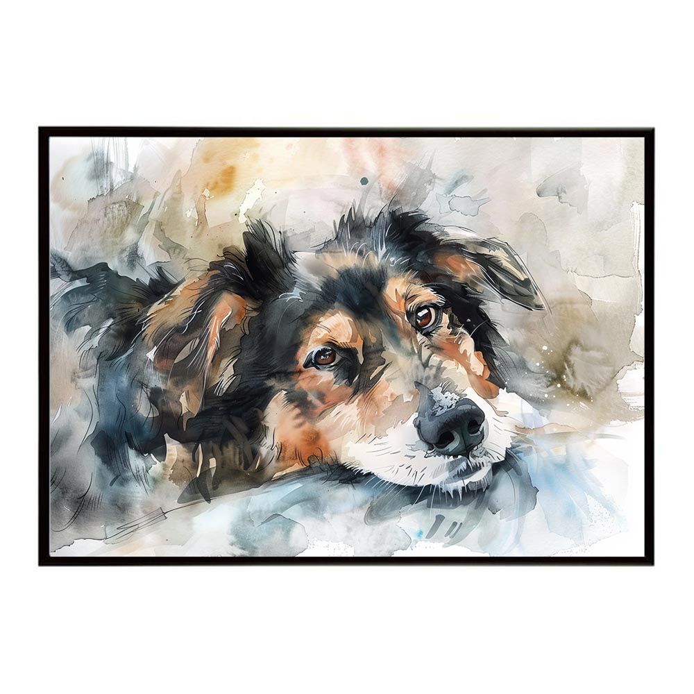 少女と犬の絵画のレプリカ（ポスター） フリー絵画] エーロ・ヤルネフェルト 「少女と犬」 （1910