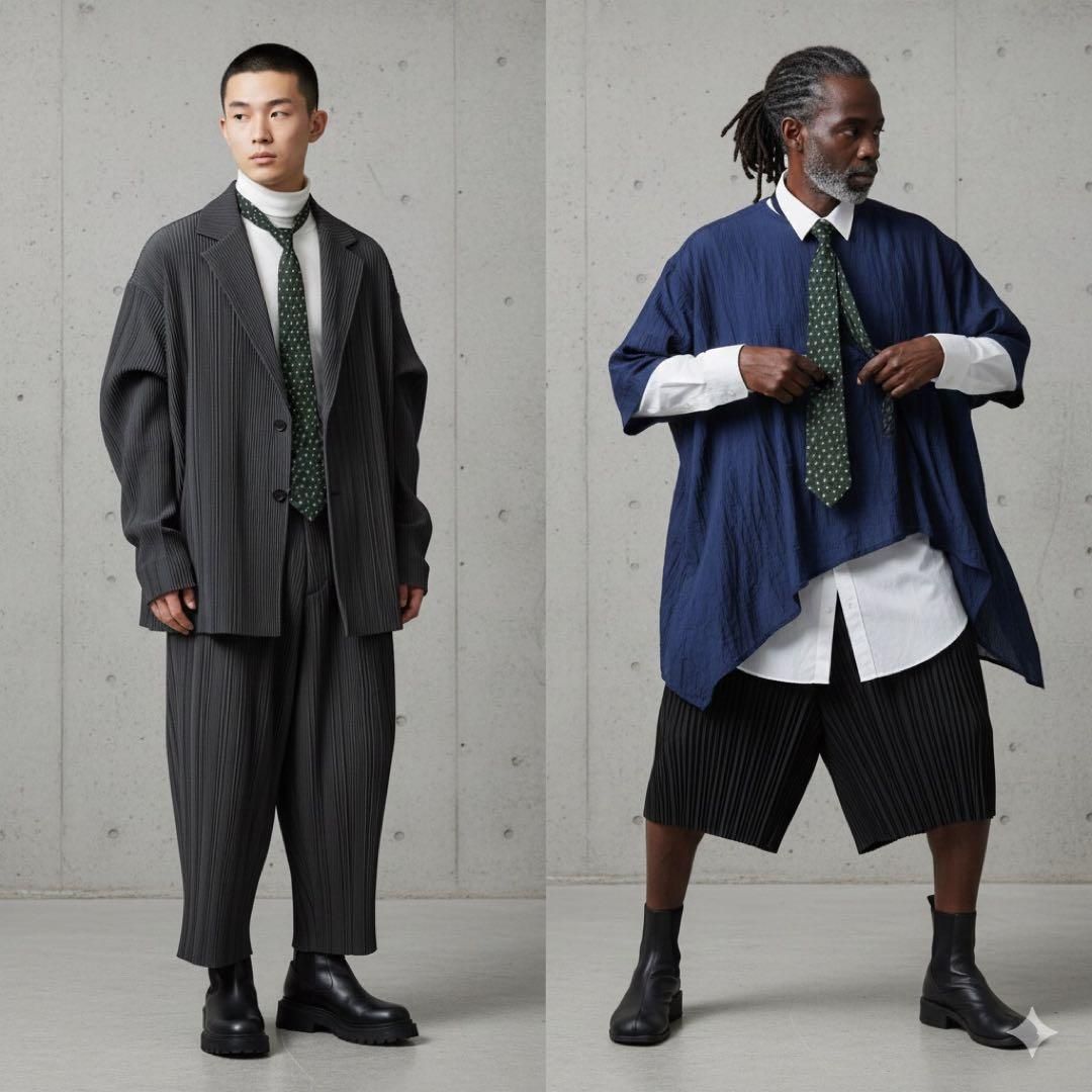 ISSEY MIYAKE MEN イッセイミヤケメン プリーツ加工 シルク 絹 ネクタイ グリーン系 緑系 メンズ 名作 アーカイブ archive