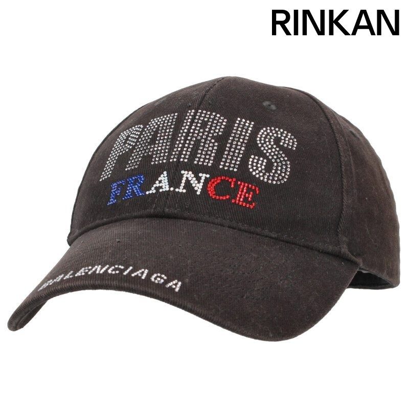 バレンシアガ 811753 4 E 9 B 2 Parisスパンコールロゴキャップ帽子 メンズ L