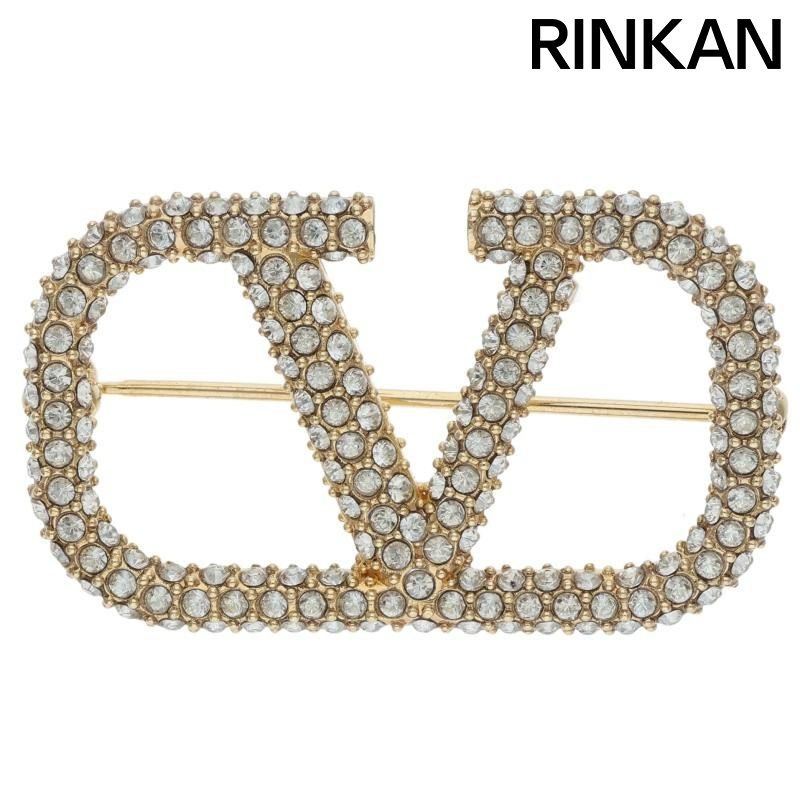 ヴァレンティノガラヴァーニ ラインストーンVロゴブローチ メンズ