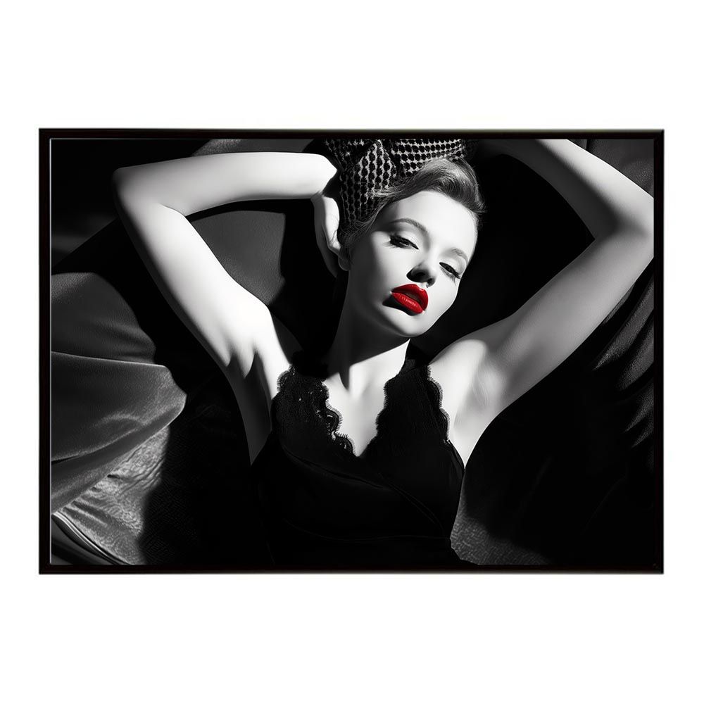 【B2サイズ（約51x73cm）】【lh-poster-7610】モノクロガール 女性ポートレート ブランド風 ガールズフォト 白黒 モデル ファッション ポスター インテリア モダン