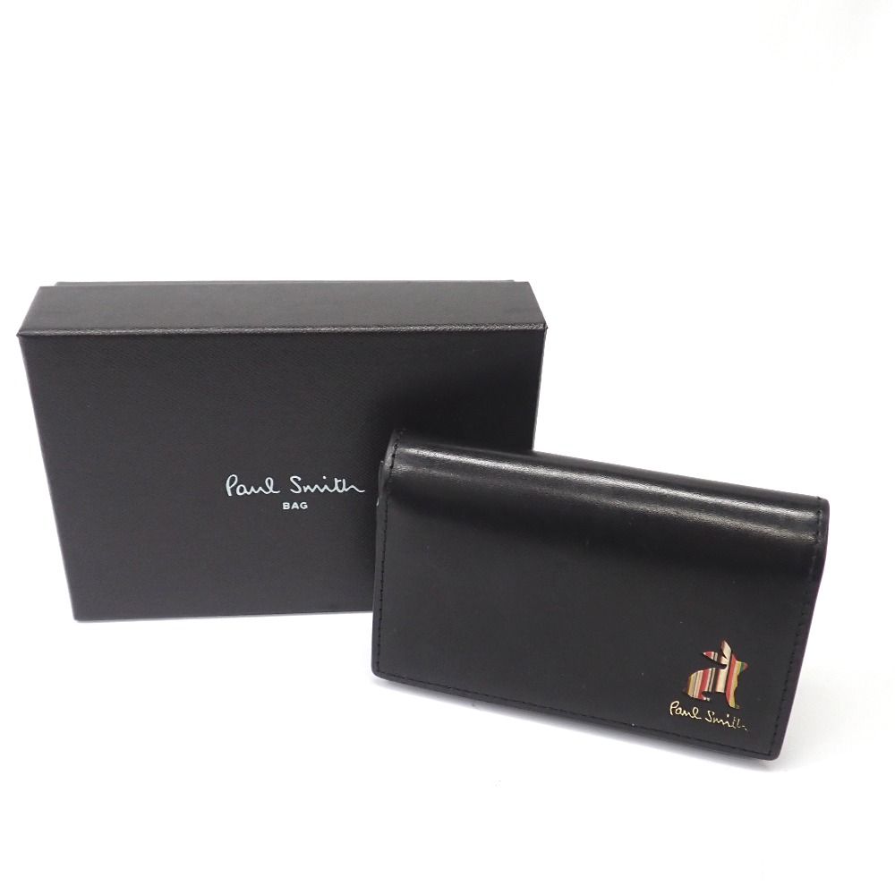 Ft 634711 ポールスミス カードケース レザー ラビット ブラック メンズ Paul Smith