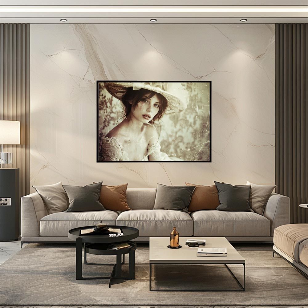 【A2サイズ（約42x59cm）】【lh-poster-7638】モノクロガール 女性ポートレート ブランド風 ガールズフォト 白黒 モデル ファッション ポスター インテリア モダン