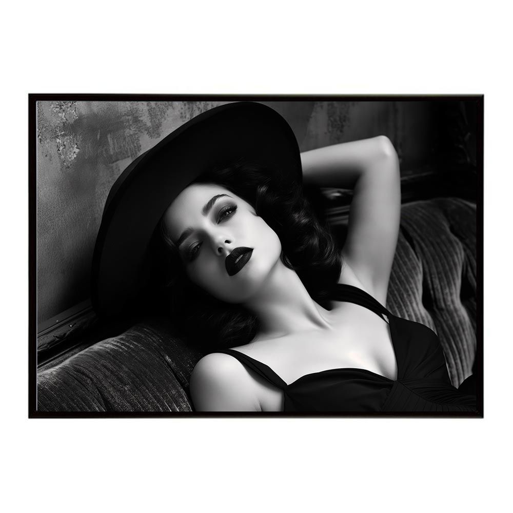 A4サイズ（約21x30cm）】【lh-poster-7646】モノクロガール 女性ポート