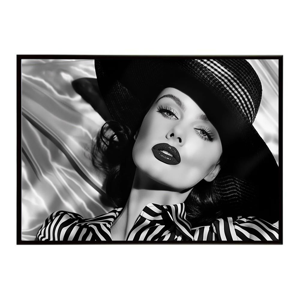 A2サイズ（約42x59cm）】【lh-poster-7654】モノクロガール 女性ポート