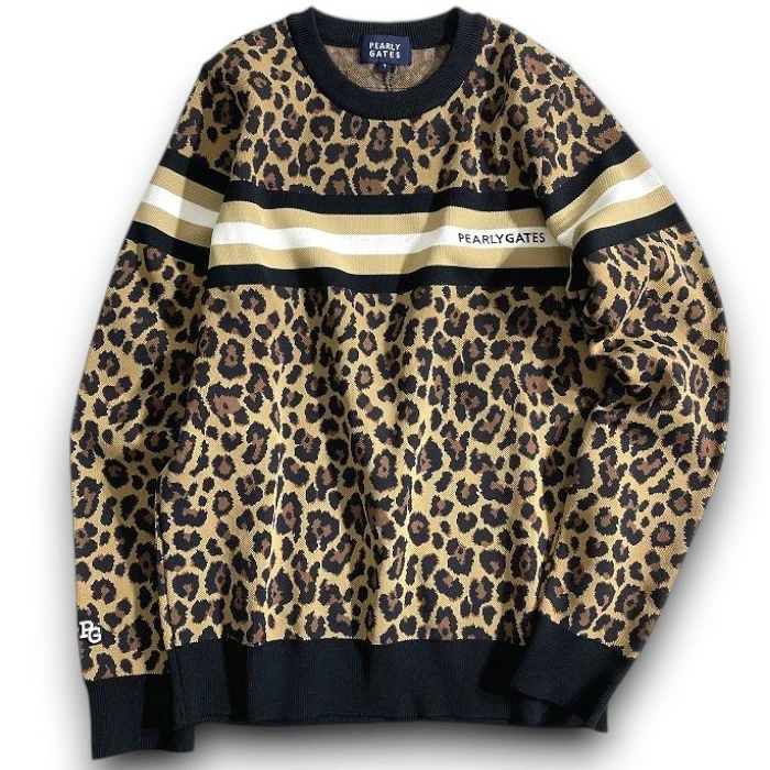 パーリーゲイツ ゴルフ 日本製 ライン切替 レオパード柄 ヒョウ柄