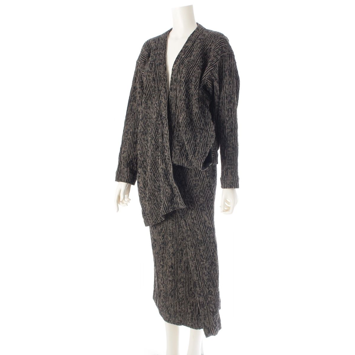 イッセイミヤケ ペルマネンテ レーヨン 麻 ナイロン 変形 ストライプ