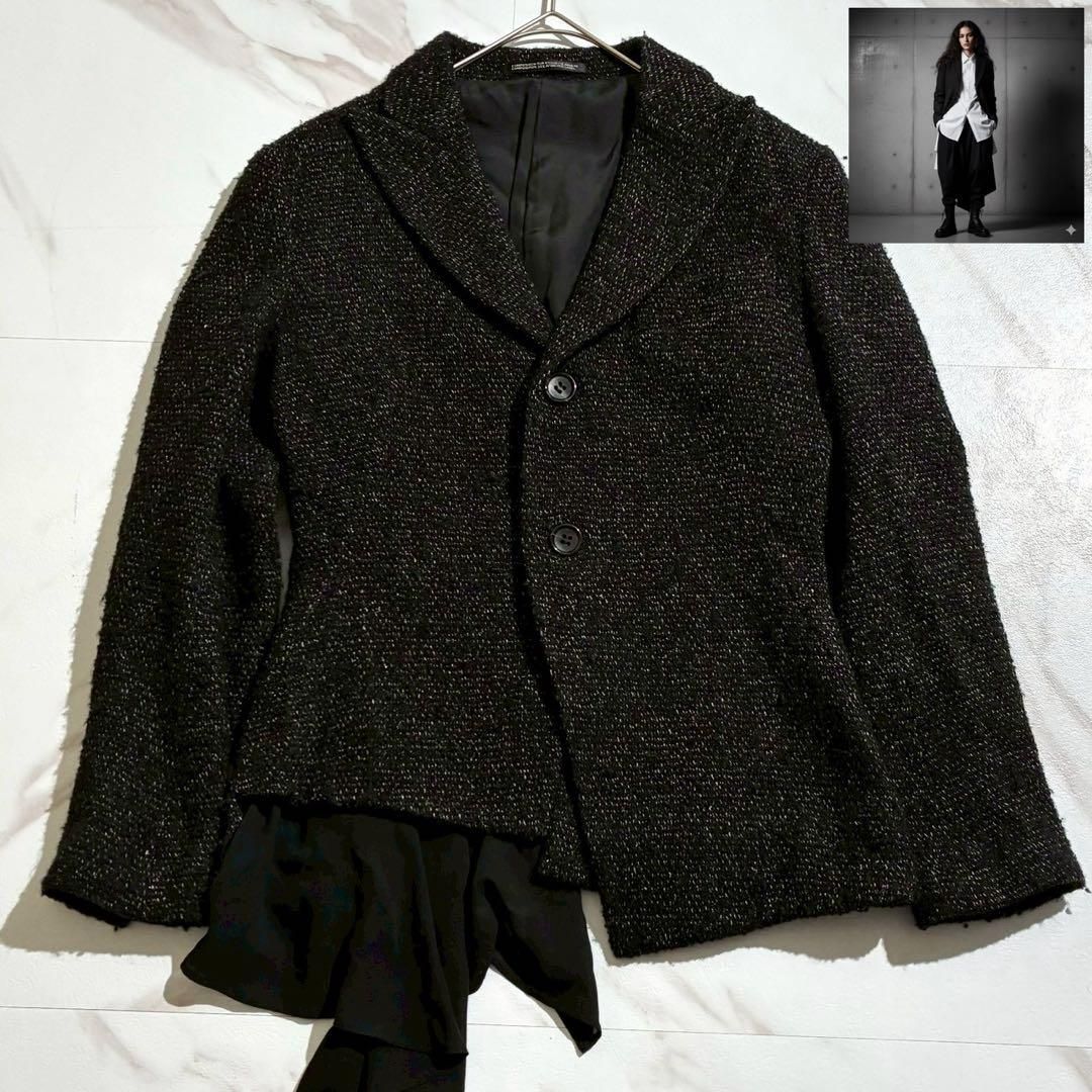 未使用に近い 18SS⭐️ヨウジヤマモトプリュスノアール 変形ジャケット 黒 2 極美品 Yohji Yamamoto +Noir ヨウジヤマモトプリュスノアール