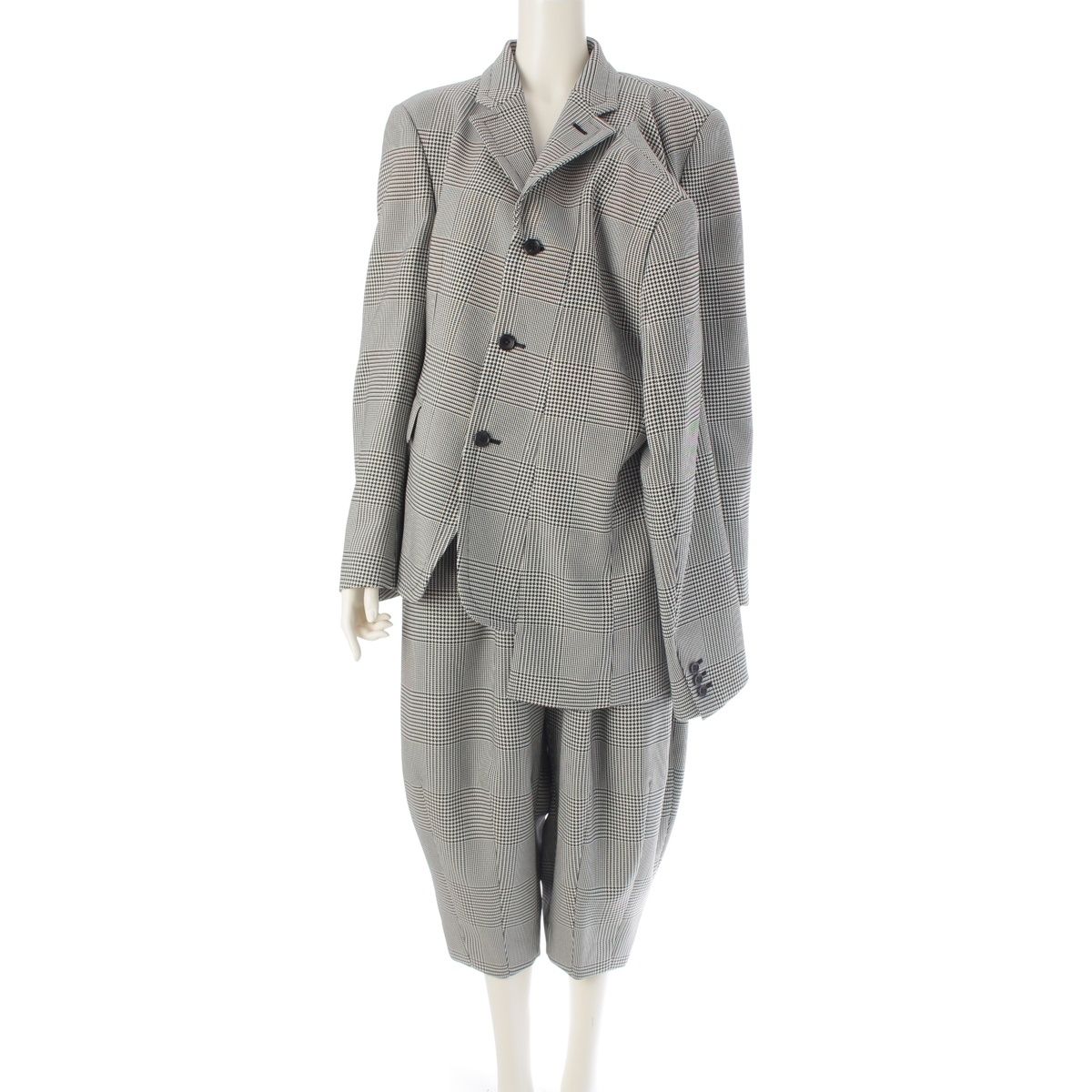 コムデギャルソン 24 AW 4本袖 千鳥 ジャケット サルエル パンツセットアップ GN-J 001 GN-P 002 ブラック×ホワイト XS