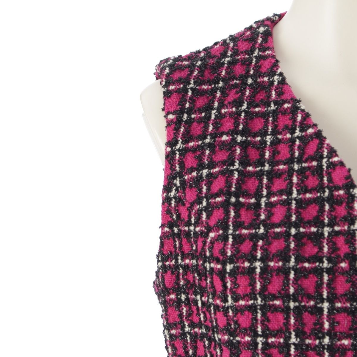 シャネル 23‐24AW ウール アンゴラ混 ツイード ジップアップ Vネック