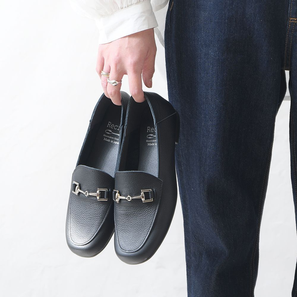 ブラック ローファー レディース 本革 レザー 牛革 革靴 パンプス カジュアルシューズ ビット ビットローファー ぺたんこ ローヒール フラットシューズ コンフォート スクエアトゥ 痛くない 柔らかい 歩きやすい 軽量 仕事 旅行 フォーマル 黒