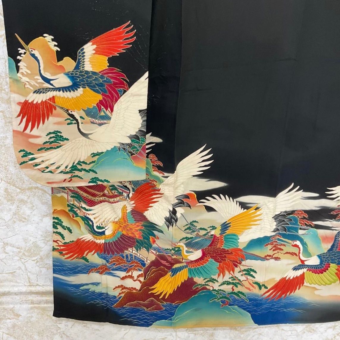 kimomo one kimonoarisa 厳選 アンティーク振袖 正絹 ロング 広襟 裄63肩丈163 着物帯振袖袋帯