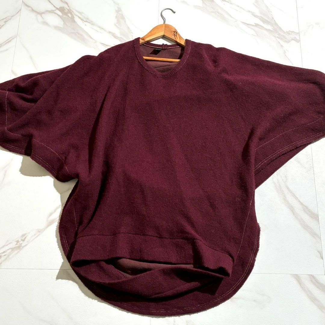 Y s ワイズ Yohji Yamamoto ヨウジヤマモト 2018 aw 2018年秋冬 切りっぱなし 裁断 ホワイトステッチ 変形 スウェット トレーナー ボルドー レッド系 レディース 近年モデル