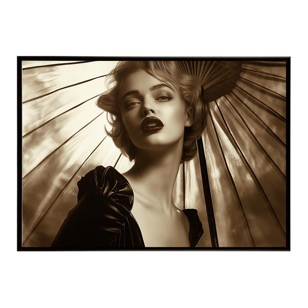 【B2サイズ（約51x73cm）】【lh-poster-7723】セピアガール 女性ポートレート ブランド風 ガールズフォト 白黒 モデル ファッション ポスター インテリア モダン