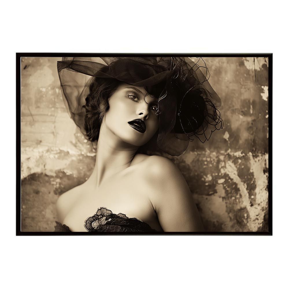 【B1サイズ（約73x103cm）】【lh-poster-7731】セピアガール 女性ポートレート ブランド風 ガールズフォト 白黒 モデル ファッション ポスター インテリア モダン