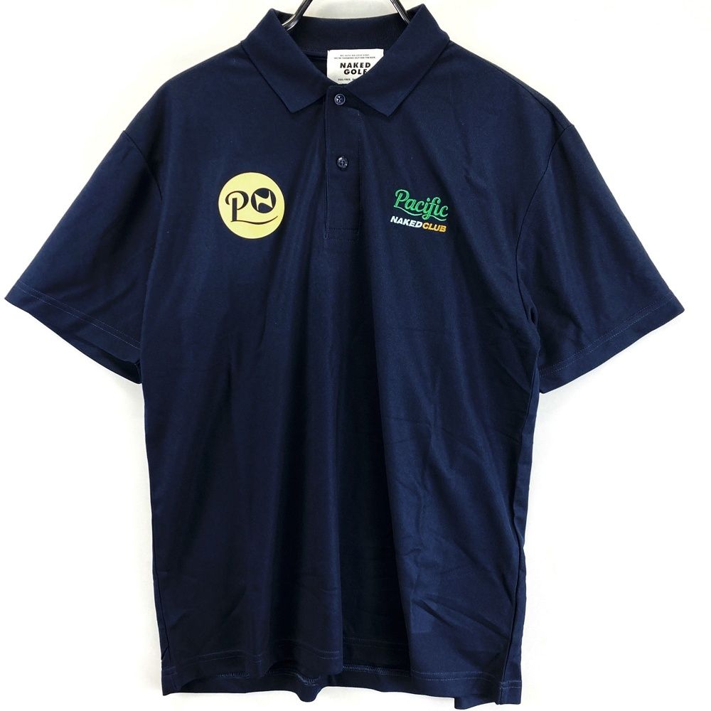 サイズ M NAKED GOLF ネイキッドゴルフ PACIFIC CLUB 半袖ポロシャツ ネイビー系 ゴルフウェア メンズ ストスト