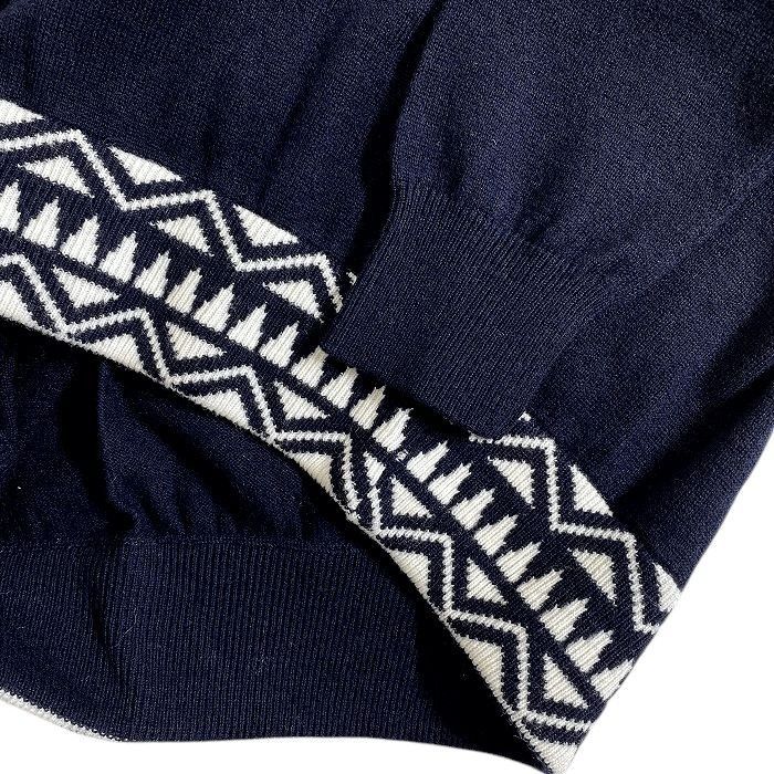 PEARLY GATES パーリーゲイツ ゴルフ ウール100% 裾リブパターン クルーネック 丸首 長袖 ニット セーター プルオーバー ゴルフウェア レディース 055-2270106 定価3万 ダークネイビー ▲034 51013 w 05