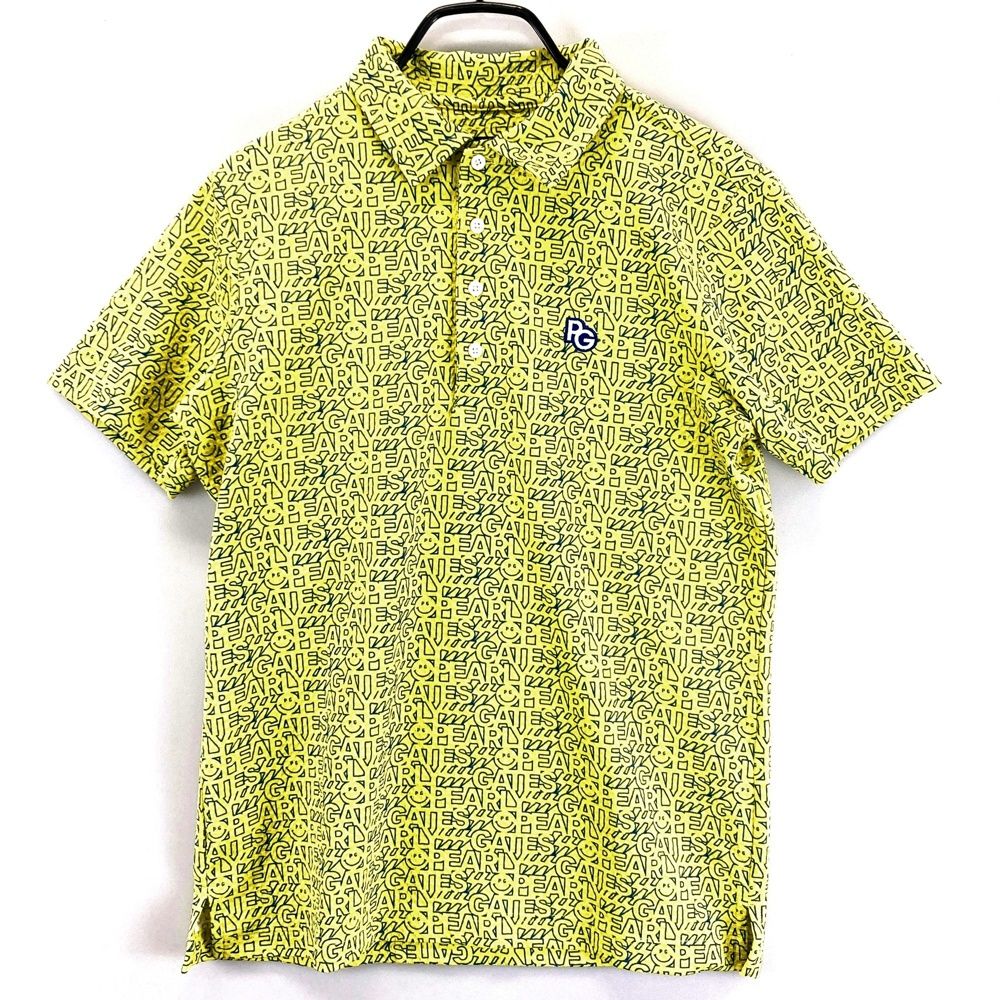 サイズ 4 PEARLY GATES パーリーゲイツ 半袖ポロシャツ 総柄 イエロー系 ゴルフウェア メンズ ストスト