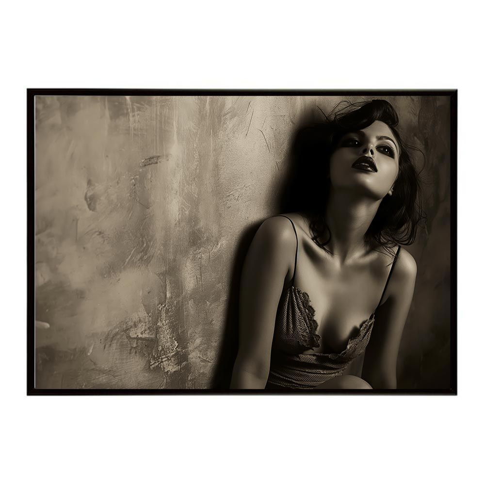 【B1サイズ（約73x103cm）】【lh-poster-7743】セピアガール 女性ポートレート ブランド風 ガールズフォト 白黒 モデル ファッション ポスター インテリア モダン