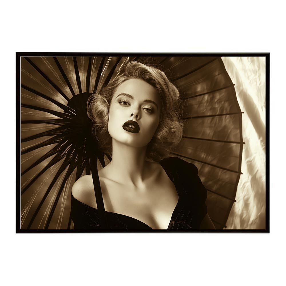 【A2サイズ（約42x59cm）】【lh-poster-7744】セピアガール 女性ポートレート ブランド風 ガールズフォト 白黒 モデル ファッション ポスター インテリア モダン
