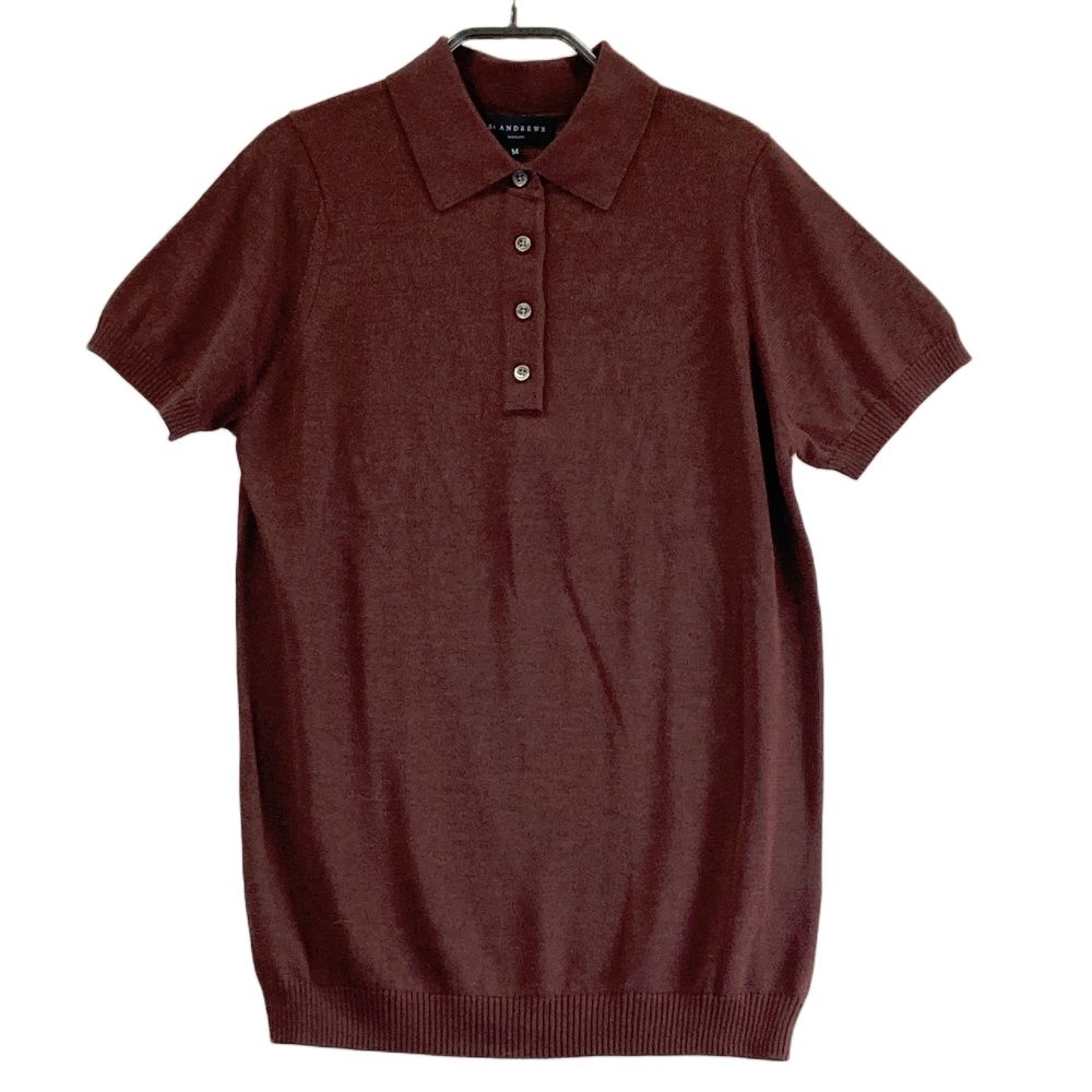 サイズ M ST ANDREWS セントアンドリュース 半袖ニットポロシャツ シルク ブラウン系 ゴルフウェア レディース ストスト
