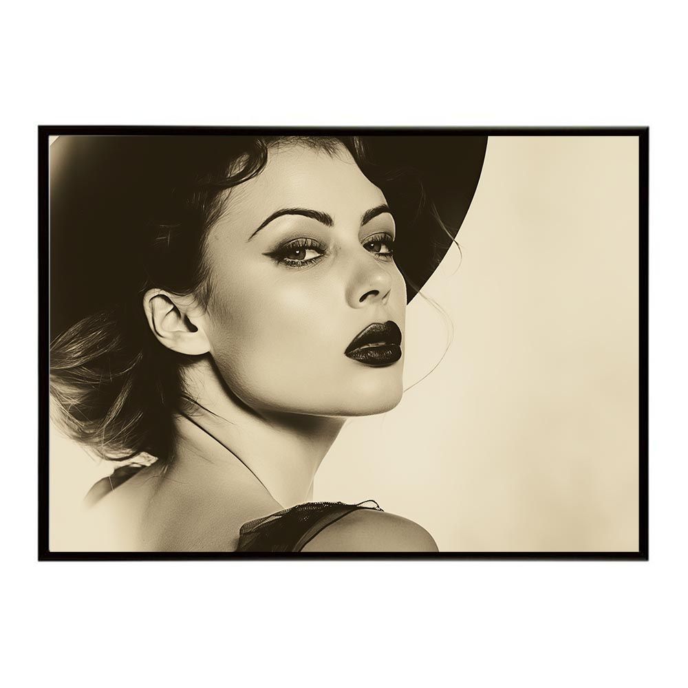 【A2サイズ（約42x59cm）】【lh-poster-7748】セピアガール 女性ポートレート ブランド風 ガールズフォト 白黒 モデル ファッション ポスター インテリア モダン